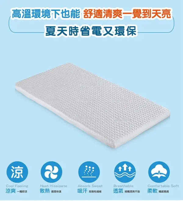 夏日涼感冰晶紗記憶薄墊/雙面用